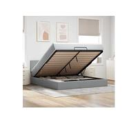 Vidaxl Lit Ottoman Avec Matelas Gris Clair 160x200 Cm Tissu Gris