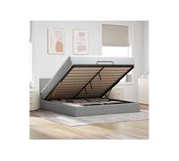 Vidaxl Lit Ottoman Avec Matelas Gris Clair 160x200 Cm Tissu Gris