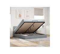 vidaXL Lit ottoman avec matelas gris clair 160x200 cm tissu Gris