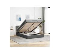 Lit ottoman avec matelas et LED gris foncé 90x200 cm tissu lit rembourré vidaXL