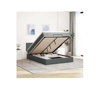 vidaXL Lit ottoman avec matelas et LED gris foncé 140x190 cm tissu