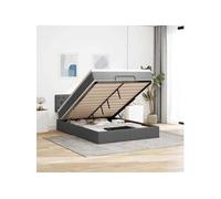Vidaxl Lit Ottoman Avec Matelas Et Led Gris Foncé 140x200 Cm Tissu Gris