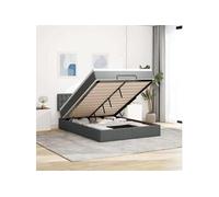 Vidaxl Lit Ottoman Avec Matelas Et Led Gris Foncé 140x200 Cm Tissu Gris