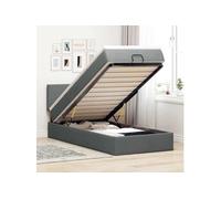 Lit ottoman avec matelas gris foncé 90x200 cm tissu, lit, lit capitonné, lit ottoman double, lit avec rangement 3312195