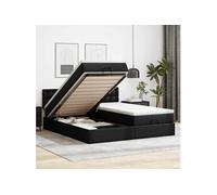 Vidaxl Lit Ottoman Avec Matelas & Led Noir 160x200cm Similicuir Noir