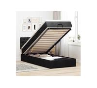 vidaXL Lit ottoman avec matelas noir 100x200 cm tissu