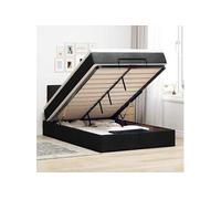 Vidaxl Lit Ottoman Avec Matelas Noir 120x200 Cm Tissu Noir