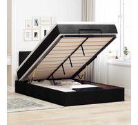 Vidaxl Lit Ottoman Avec Matelas Noir 120x200 Cm Tissu Noir