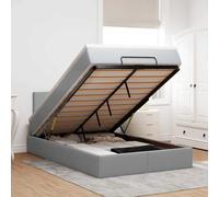 vidaXL Lit ottoman avec matelas gris clair 120x200 cm tissu, lit, lit capitonné, lit ottoman double, lit avec rangement, lit 3312298 Gris