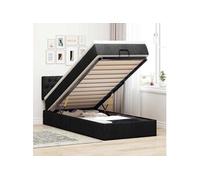 Lit ottoman avec matelas noir 90x200 cm tissu, lit, lit capitonné, lit ottoman double, lit avec rangement 3312362