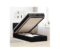 Lit ottoman avec matelas noir 90x200 cm tissu, lit, lit capitonné, lit ottoman double, lit avec rangement 3312445
