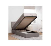 Lit ottoman avec matelas taupe 100x200 cm tissu, lit, lit capitonné, lit ottoman double, lit avec rangement, lit de 3312454