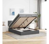 Vidaxl Lit Ottoman Avec Matelas Et Led Gris Foncé 140x200 Cm Tissu Gris