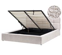 Lit Ottoman avec Rangement Moderne en Bouclé 160 x 200 cm Rembourré Beige Clair