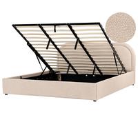 Lit Ottoman avec Rangement Moderne en Bouclé 180 x 200 cm Rembourré Beige Quilli