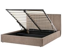 Lit Ottoman en Tissu 160 x 200 cm Rembourré Relevable Espace de Rangement Taupe