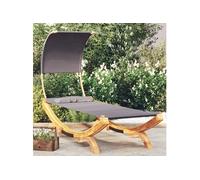 Vidaxl Lit Repos Et Auvent 100x200x126 Cm Bois Courbé Anthracite Gris