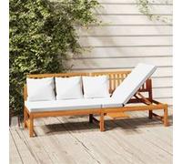 Lit de jour - Bois d'acacia - 200x60x75cm - Coussin crème - Multifonctionnel - Confortable