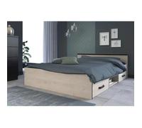 Lit Pablo Avec Rangements - 2 Tiroirs Et 1 Niche - 140 X 190 Cm - Coloris : Chêne Marron