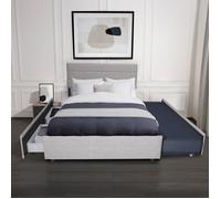 WEBER INDUSTRIES Lit Palermo 140x200 +1 sommier+2 tiroirs+1 tiroir lit 90x190 / Gris Clair