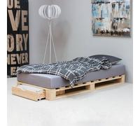 Lit Palette Pin Massif Siméon Bois Naturel 90X200