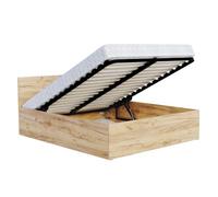 Lit Panama 120x200 + coffre - Sommier inclus Chêne