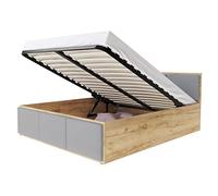 Lit Panama T 120x200 + coffre - Sommier inclus Chêne - gris clair