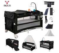 Lit parapluie 2 en 1 Magic ZC Convertir en parc bebe Lit bebe evolutif Cododo 7 cadeaux Table à langer Aucun montage nécessaire