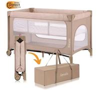Lit Parapluie 2en1 Lionelo Jasmin - Parc Bébé - Matelas Haute Densité - Pliage Rapide - 2x Roulettes - Jusqu'à 15 Kg - Beige Multicolore