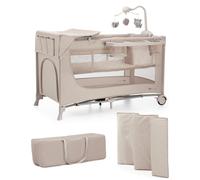 Kinderkraft Lit parapluie Joy 2 ACC 2 en 1 – Naissance à 15 kg, 120x60 cm, pliable, sac inclus Beige