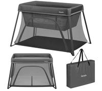 lionelo Lit de Voyage Bébé Parc Enfant 3en1 Alice de 0 à 15 kg Matelas en Mousse, 2 Niveaux de Hauteur, Pliable, Petit, Léger, Entrée Latérale, Sac de Voyage (Grey)