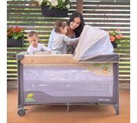 Moby-System Lit parapluie & parc bébé 2 en 1, 2 niveaux, matelas jusqu'à 25 kg, moustiquaire, sac CE