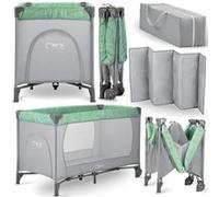 Lit parapluie bébé MoMi BELOVE - Pliant - Matelas + Sac de transport - Accès latéral - 2 roulettes - Jade Vert