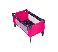 Lit parapluie de poupee pliant 56 x 32 x 33 cm tissu rose coeurs - Lit de voyage luxe pliable - Accessoire couchage poupon