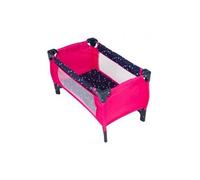 Lit parapluie de poupee pliant 56 x 32 x 33 cm, tissu rose coeurs - Lit de voyage luxe pliable - Accessoire couchage poupon