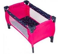 Lit parapluie de poupee pliant 56 x 32 x 33 cm, tissu rose coeurs - Lit de voyage luxe pliable - Accessoire couchage poupon