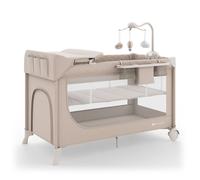Lit Parapluie Kinderkraft Leody Up 2 En 1 Avec Table À Langer, Mobile Musical, Double Niveau Et Pliage Rapide Facile Beige TU