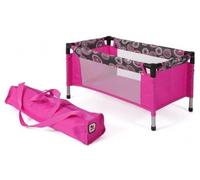 Lit Parapluie/lit de Voyage pour Poupee, Design Perles Rose - 54x31x32cm - Jeu Accessoire Poupon - Set Jouet Fille et Carte