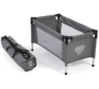 Lit Parapluie/lit de Voyage pour Poupon - 54x31x32 cm - Coloris Gris Jean - Set Accessoire Poupee avec Une Carte Animal