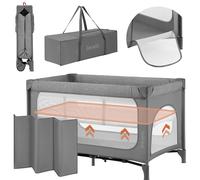 Lit de voyage bébé lit bébé LIONELO JASMIN pliable ouverture latérale matelas
