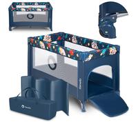 Lit Parapluie Parc Bébé 2en1 Stefi 125 X 65 Cm Avec Roulettes Et Sac, 0-36 Mois Blue Navy TU