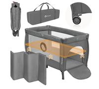 Lionelo Lit parapluie Stefi – Jusqu'à 15 kg, entrée latérale, LockGuard, pliage rapide, sac GREY