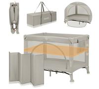 Lit Parapluie Parc Bébé 3en1 Laura 0-36 Mois Avec Matelas Haute Densité Et Roulettes Beige Sand TU