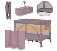 Lit Parapluie Parc Bébé 3en1 Laura 0-36 Mois Avec Matelas Haute Densité Et Roulettes Pink Nude TU