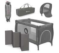Lionelo Lit bébé Sven Plus 2en1 – Table à langer, baldaquin moustiquaire, roulettes, LockGuard