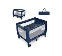 CostwayLit Parapluie pour bébé avec Matelas roulettes Sac de transport Parc Bébé 0-36 Mois Charge Max : 15KG Bleu