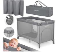 Lit parapluie - Ricokids - 125x65x78 cm - Gris - Modèle RK-240 - Pliable - Léger - Entrée latérale amovible