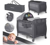 Lit parapluie - Ricokids - 125x65x78 cm - RK-242 - Anthracite - Pliable - Léger - Entrée latérale - Table à langer