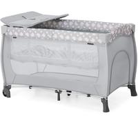 Lit Parapluie Sleep N Play Center 120x60 Cm, Inclus Plan A Langer, Niveau Pour Nouveau-Né, Roues, Sac De Transport, Pliable, Jusqu'à 15 Kg, Teddy Gris