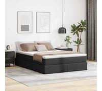 Lit Plateforme Noir 140x200cm en Simili Cuir avec Rangement Hydraulique, Cadre Robuste en Métal, Matelas Confortable Inclus, pour Chambre Moderne et Optimisation de l'espace